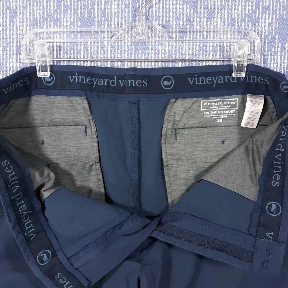 Vineyard Vines On The Go Shorts‎ Mens Size 38 x 9 Performance Chino Blue